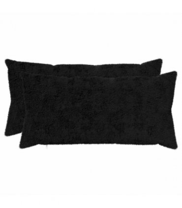 vidaXL Cushion Cover 2 pcs HEERLEN Black 40 x 80 cm Faux Rabbit Fur