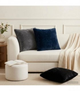 vidaXL Cushion Cover 2 pcs HEERLEN Black 50 x 50 cm Faux Rabbit Fur