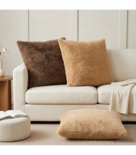 vidaXL Cushion Cover 2 pcs HEERLEN Cream 80 x 80 cm Faux Rabbit Fur