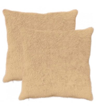 vidaXL Cushion Cover 2 pcs HEERLEN Cream 60 x 60 cm Faux Rabbit Fur