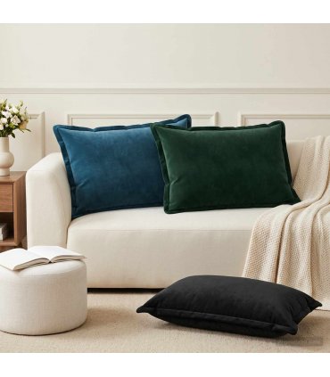 vidaXL Cushion Cover 2 pcs HOUTEN Black 50 x 75 cm Velvet