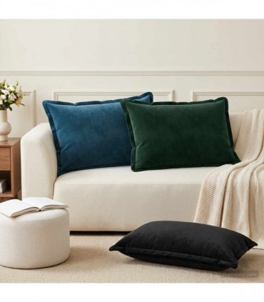 vidaXL Cushion Cover 2 pcs HOUTEN Black 50 x 80 cm Velvet