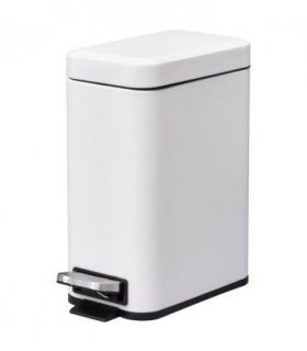 Steel 5L Rectangular Pedal Bin White Steel Body Powder Coated Easy Use