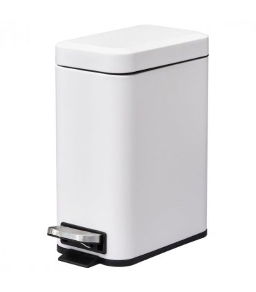 Steel 5L Rectangular Pedal Bin White Steel Body Powder Coated Easy Use