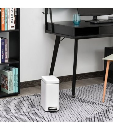 Steel 5L Rectangular Pedal Bin White Steel Body Powder Coated Easy Use