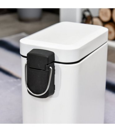 Steel 5L Rectangular Pedal Bin White Steel Body Powder Coated Easy Use