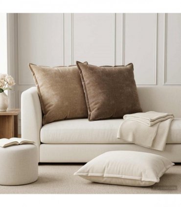 vidaXL Cushion Cover 2 pcs HOUTEN Brown 80 x 80 cm Chenille Fabric