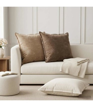 vidaXL Cushion Cover 2 pcs HOUTEN Brown 80 x 80 cm Chenille Fabric