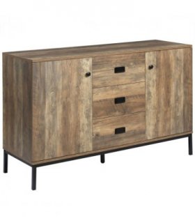 HOMCOM Industrial Sideboard, Storage Cabinet, Accent Cupboard Distressed Brown