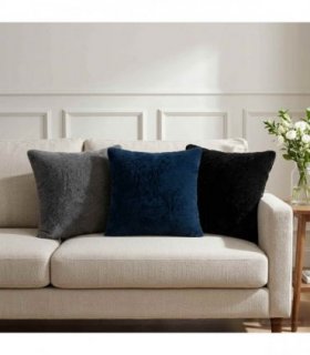 vidaXL Cushion Cover 2 pcs HOUTEN Black 40 x 40 cm Faux Rabbit Fur