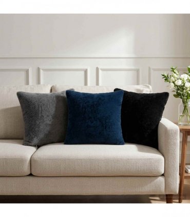 vidaXL Cushion Cover 2 pcs HOUTEN Black 40 x 40 cm Faux Rabbit Fur