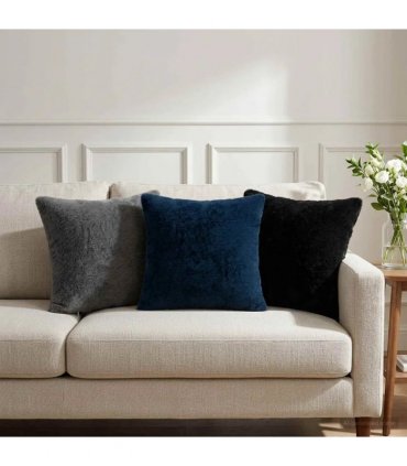 vidaXL Cushion Cover 2 pcs HOUTEN Black 40 x 40 cm Faux Rabbit Fur