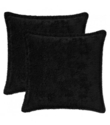vidaXL Cushion Cover 2 pcs HOUTEN Black 40 x 40 cm Faux Rabbit Fur
