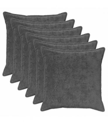 vidaXL Cushion Cover 6 pcs HOUTEN Dark Grey 80 x 80 cm Faux Rabbit Fur