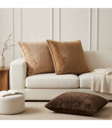 vidaXL Cushion Cover 6 pcs HOUTEN Cream 80 x 80 cm Faux Rabbit Fur