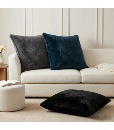 vidaXL Cushion Cover 2 pcs HOUTEN Black 80 x 80 cm Faux Rabbit Fur