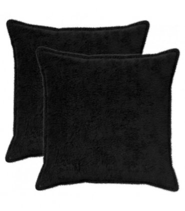 vidaXL Cushion Cover 2 pcs HOUTEN Black 80 x 80 cm Faux Rabbit Fur