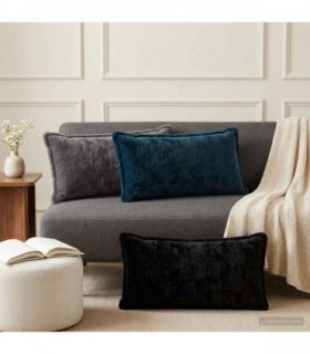 vidaXL Cushion Cover 2 pcs HOUTEN Black 40 x 80 cm Faux Rabbit Fur