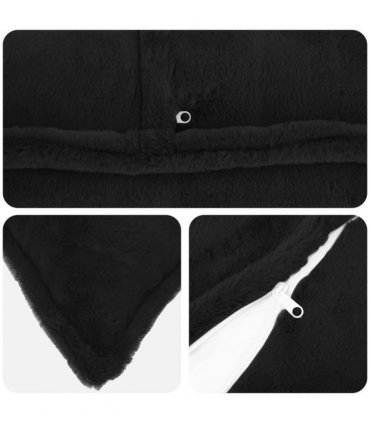 vidaXL Cushion Cover 2 pcs HOUTEN Black 40 x 80 cm Faux Rabbit Fur