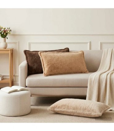 vidaXL Cushion Cover 2 pcs HOUTEN Cream 40 x 80 cm Faux Rabbit Fur