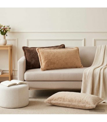 vidaXL Cushion Cover 2 pcs HOUTEN Taupe 40 x 80 cm Faux Rabbit Fur