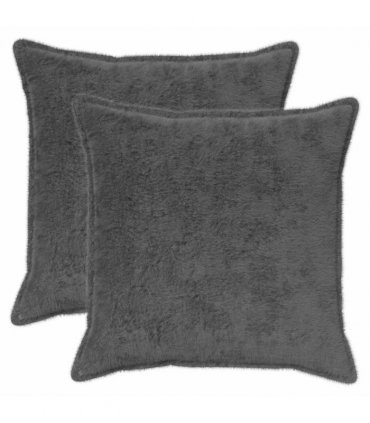 vidaXL Cushion Cover 2 pcs HOUTEN Dark Grey 80 x 80 cm Faux Rabbit Fur