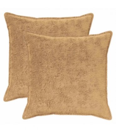 vidaXL Cushion Cover 2 pcs HOUTEN Taupe 80 x 80 cm Faux Rabbit Fur
