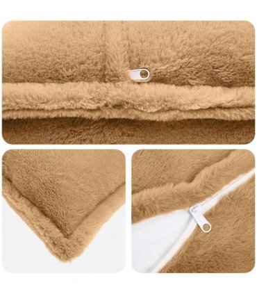 vidaXL Cushion Cover 2 pcs HOUTEN Taupe 80 x 80 cm Faux Rabbit Fur