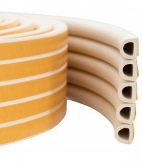 vidaXL Self-Adhesive Window Seal White 14 x 12 mm 12 m EPDM Foam — Model: D-profile 14 x 12