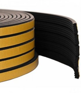 vidaXL Self-Adhesive Window Seal Black 10 x 4 mm 50 m EPDM Foam — Model: EE-profile 10 x 4