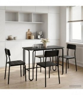 vidaXL Dining Table 100 x 50 x 75 cm Engineered Wood Black Rectangular