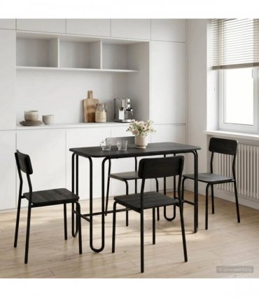 vidaXL Dining Table 100 x 50 x 75 cm Engineered Wood Black Rectangular
