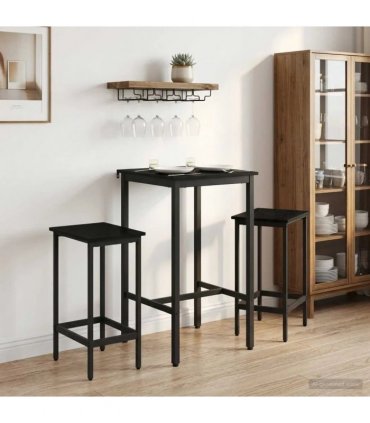 vidaXL Bar Table 52 x 52 x 90 cm Engineered Wood Black Oak Rectangular