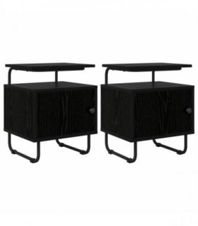 vidaXL Bedside Cabinet 2 pcs Black Oak 40 x 36.5 x 50 cm — V0672281575
