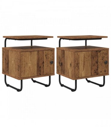 vidaXL Bedside Cabinet 2 pcs Old Wood 40 x 36.5 x 50 cm — V0672281580