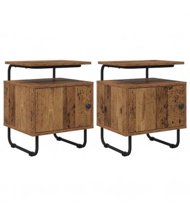vidaXL Bedside Cabinet 2 pcs Old Wood 40 x 36.5 x 50 cm — V0672281580