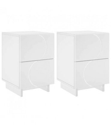 vidaXL Bedside Cabinet 2 pcs White 33.5 x 34.5 x 50 cm Engineered Wood