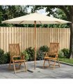 vidaXL Garden Parasol Ø 300 x 248 cm Solid Eucalyptus Wood Cream White