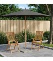 vidaXL Garden Parasol Ø 300 x 248 cm Solid Eucalyptus Wood Anthracite