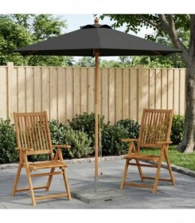 vidaXL Garden Parasol Ø 240 x 237 cm Solid Eucalyptus Wood Anthracite