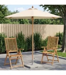 vidaXL Garden Parasol Ø 270 x 248 cm Solid Eucalyptus Wood Cream White
