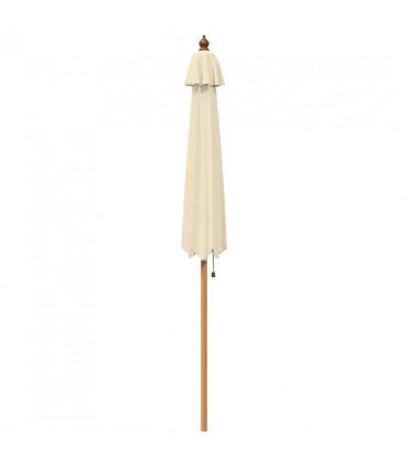 vidaXL Garden Parasol Ø 270 x 248 cm Solid Eucalyptus Wood Cream White