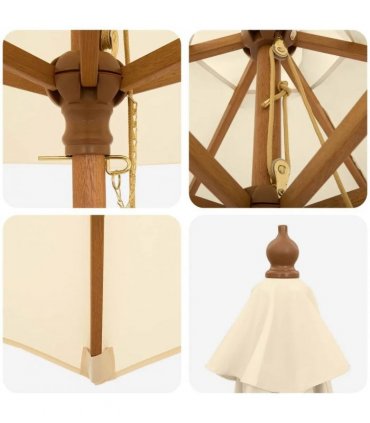 vidaXL Garden Parasol Ø 270 x 248 cm Solid Eucalyptus Wood Cream White