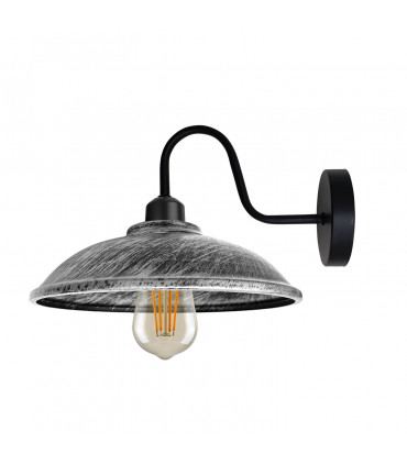 Wall lamp Brushed Silver Vintage Black Wall Sconce E27 Base Socket Screw