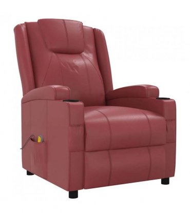 vidaXL Massage Chair Wine Red Faux Leather — V0672352212