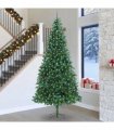 vidaXL Artificial Christmas Tree with 300 LEDs with Stand Green 300 cm — Size: 300 x 155 cm, Model: with LEDs&blue balls