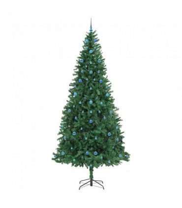 vidaXL Artificial Christmas Tree with 300 LEDs with Stand Green 300 cm — Size: 300 x 155 cm, Model: with LEDs&blue balls