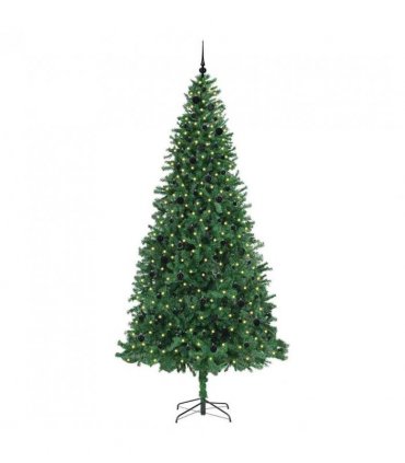 vidaXL Artificial Christmas Tree with 300 LEDs with Stand Green 300 cm — Size: 300 x 155 cm, Model: with LEDs&black balls