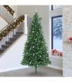 vidaXL Artificial Christmas Tree with 300 LEDs with Stand Green 300 cm — Size: 300 x 155 cm, Model: with LEDs&silver balls