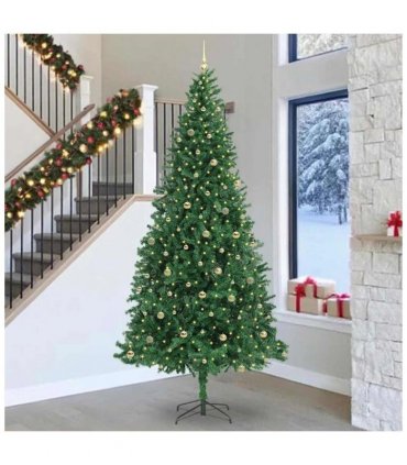 vidaXL Artificial Christmas Tree with 300 LEDs with Stand Green 300 cm — Size: 300 x 155 cm, Model: with LEDs&gold balls